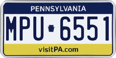 PA license plate MPU6551