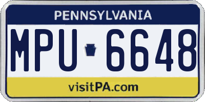 PA license plate MPU6648