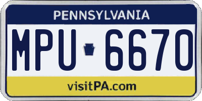 PA license plate MPU6670