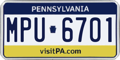 PA license plate MPU6701