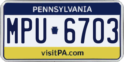 PA license plate MPU6703