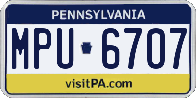 PA license plate MPU6707