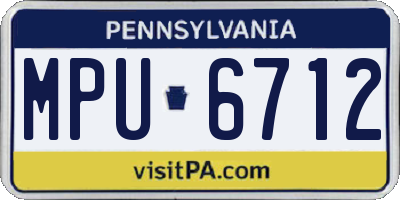 PA license plate MPU6712