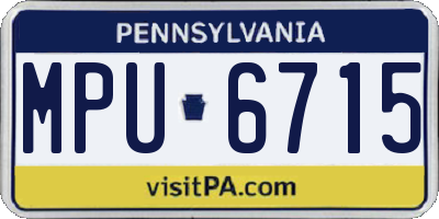 PA license plate MPU6715