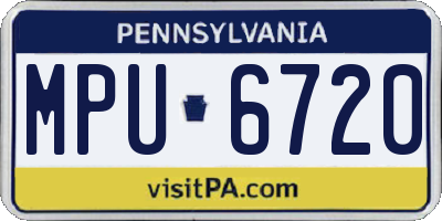 PA license plate MPU6720