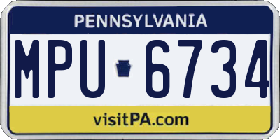 PA license plate MPU6734