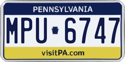 PA license plate MPU6747