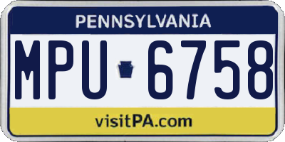 PA license plate MPU6758