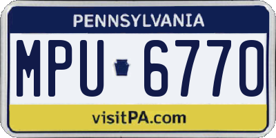 PA license plate MPU6770