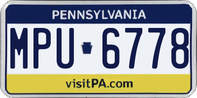 PA license plate MPU6778