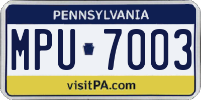 PA license plate MPU7003