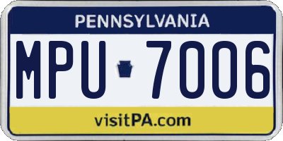PA license plate MPU7006