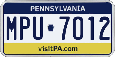 PA license plate MPU7012