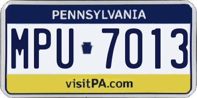 PA license plate MPU7013