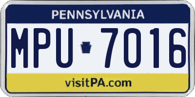 PA license plate MPU7016