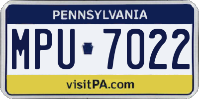 PA license plate MPU7022
