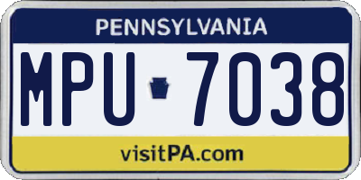 PA license plate MPU7038