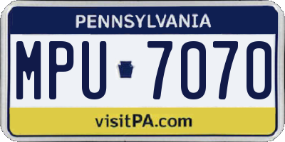 PA license plate MPU7070