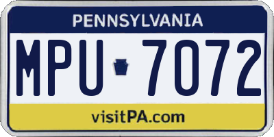 PA license plate MPU7072