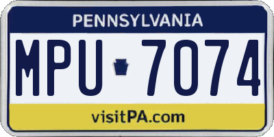 PA license plate MPU7074