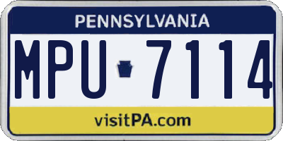PA license plate MPU7114