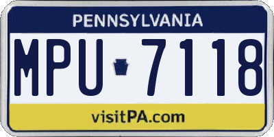 PA license plate MPU7118