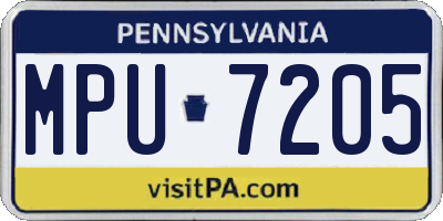 PA license plate MPU7205