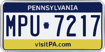 PA license plate MPU7217