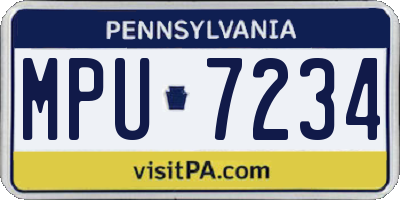 PA license plate MPU7234
