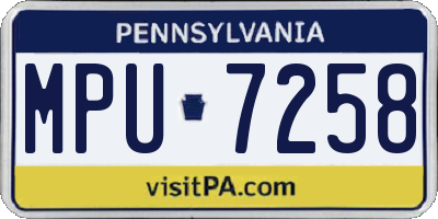 PA license plate MPU7258