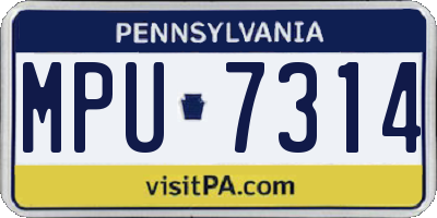 PA license plate MPU7314