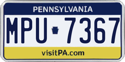 PA license plate MPU7367