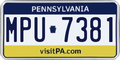 PA license plate MPU7381