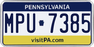 PA license plate MPU7385
