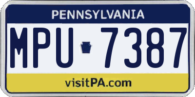 PA license plate MPU7387