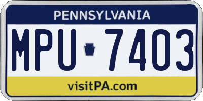PA license plate MPU7403