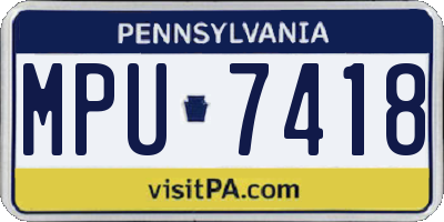 PA license plate MPU7418