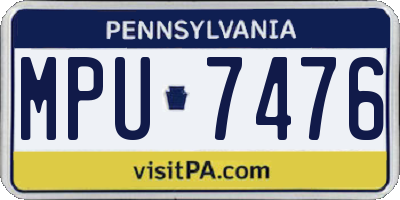 PA license plate MPU7476