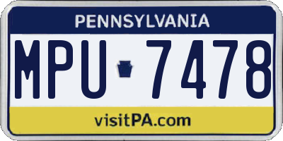 PA license plate MPU7478