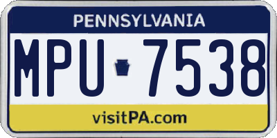 PA license plate MPU7538