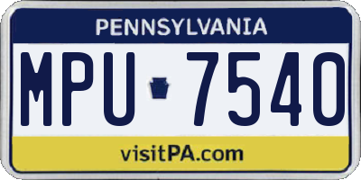 PA license plate MPU7540