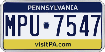 PA license plate MPU7547
