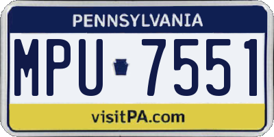 PA license plate MPU7551