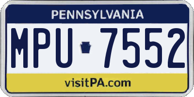 PA license plate MPU7552