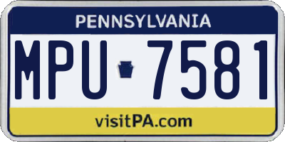 PA license plate MPU7581