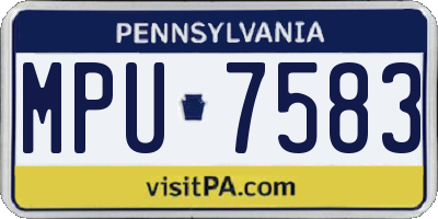 PA license plate MPU7583