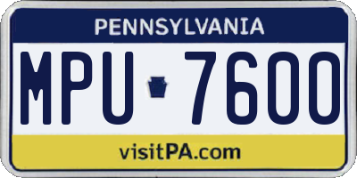 PA license plate MPU7600