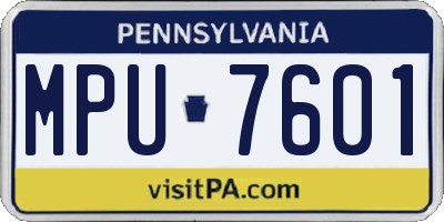 PA license plate MPU7601