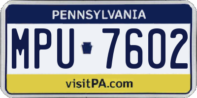 PA license plate MPU7602
