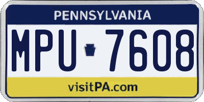 PA license plate MPU7608